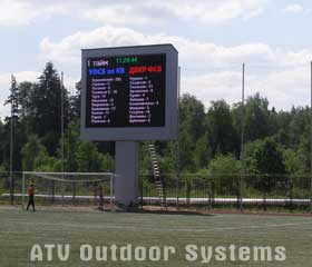 Big LED screen by ATV Outdoor Systems on a small football pitch