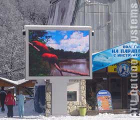 Two video LED screens in Sochi at Krasnaya Polyana ski resort