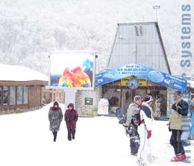 Two video LED screens in Sochi at Krasnaya Polyana ski resort